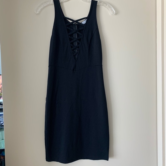 Black cross front minidress EUC - Picture 2 of 6